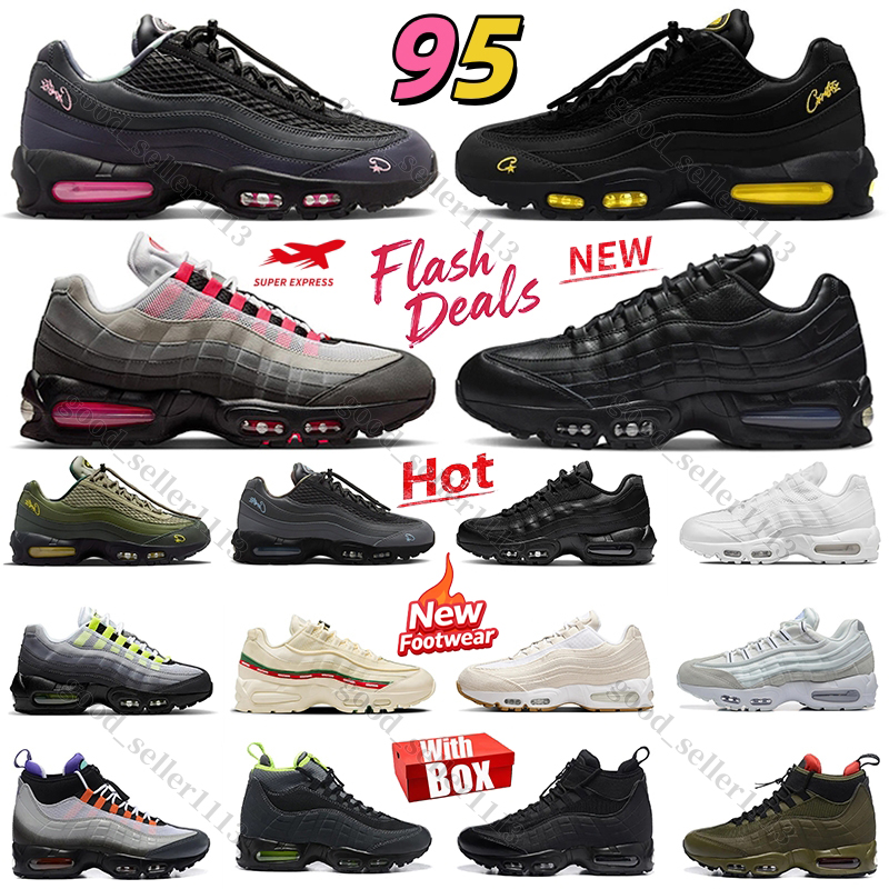 95 95s TOP Designer shoes with box shoes men Triple Black White Tour Yellow Aegean Storm Sequoia Pink Neon Black Leathe Outdoor sneakers Running Shoes trainers 36 46