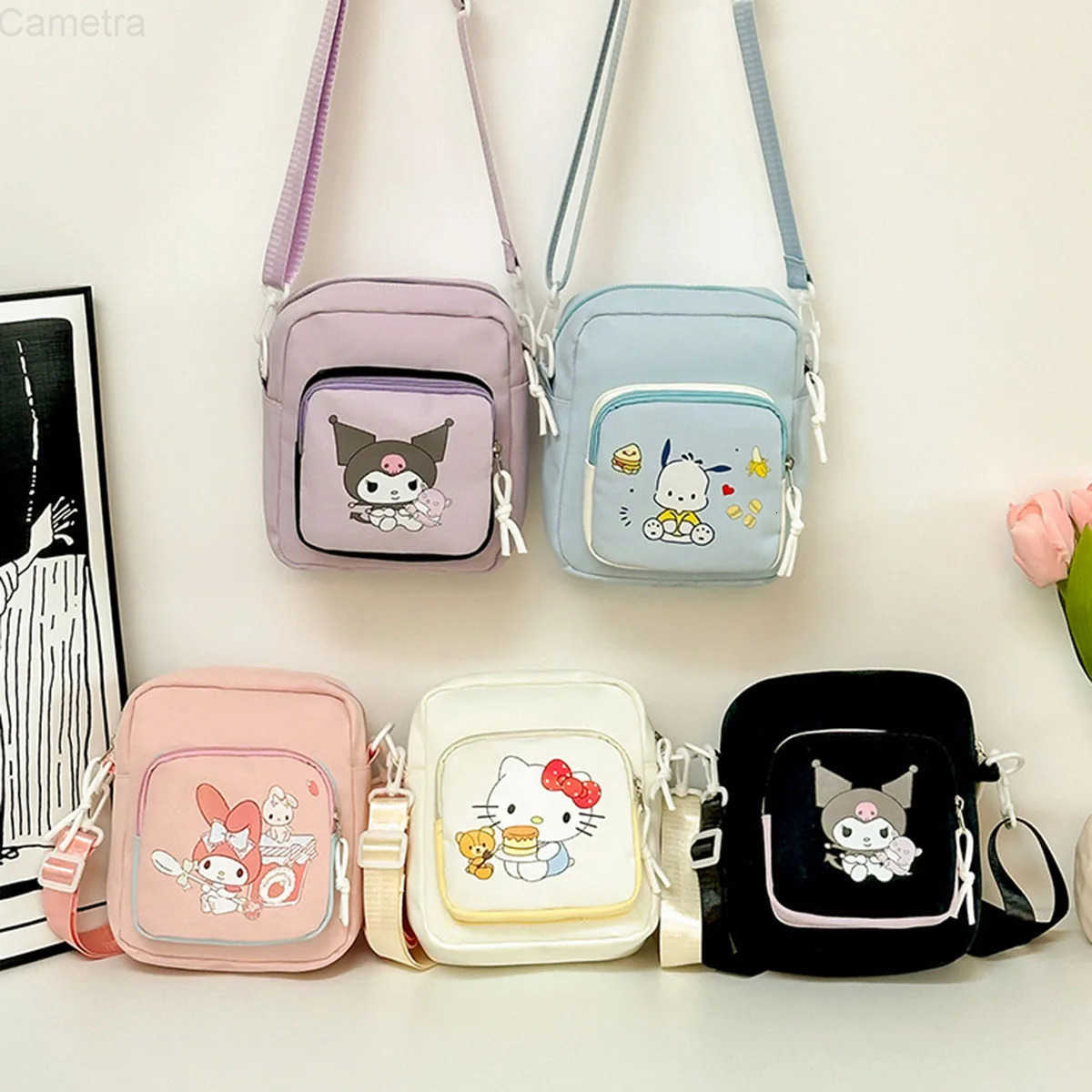 Sanrio Cute Shoulder Bags Hello Kitty Large Capacity Daily Crossbody Bag Cartoon Anime Figures Handbag Phone Bag H251216