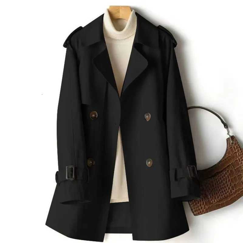 Womens Casual Trench Coat Midi Length Windbreaker Female Outerwear for Spring Autumn Big Size Black Khaki 4XLT251216