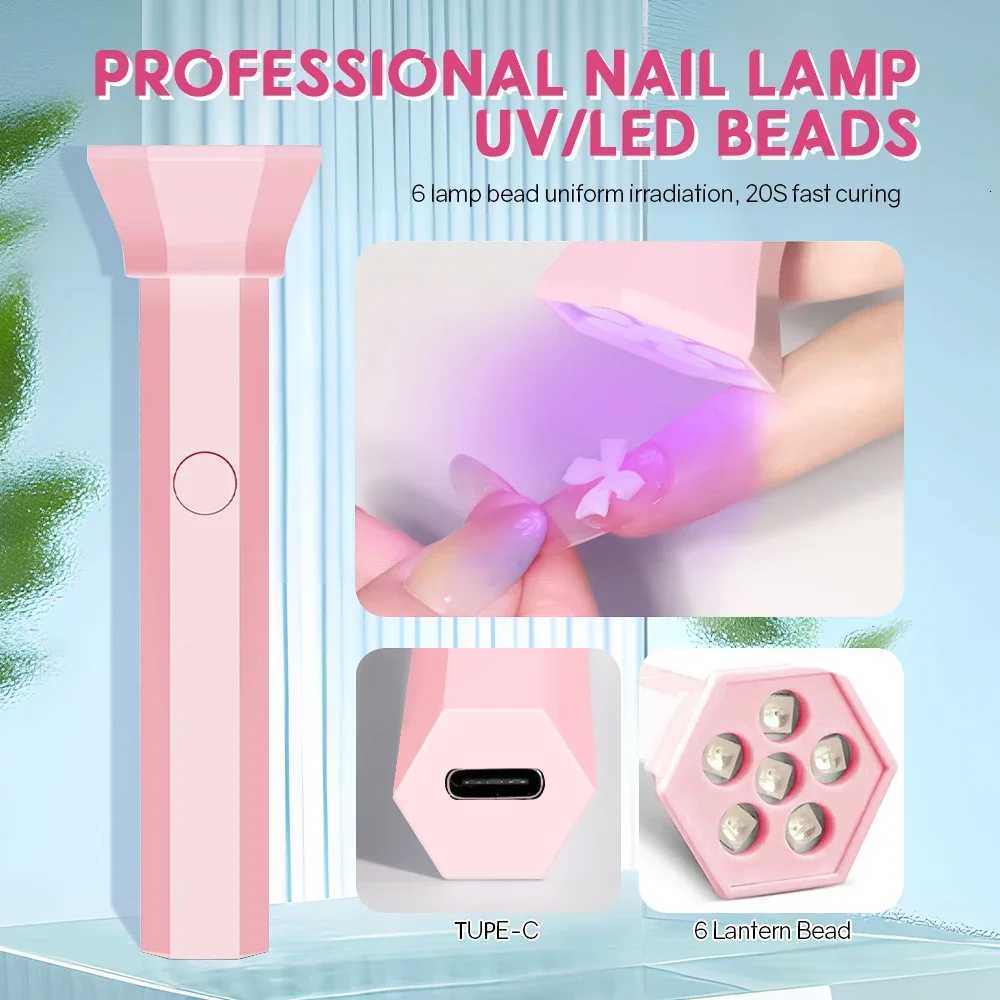 Portable Handheld UV LED Flashlight Nail Lamp 6LEDS Beads Quick Dry USB Nail Dryer 18W Machine Nail Gel Dry USB Salon ToolT251216