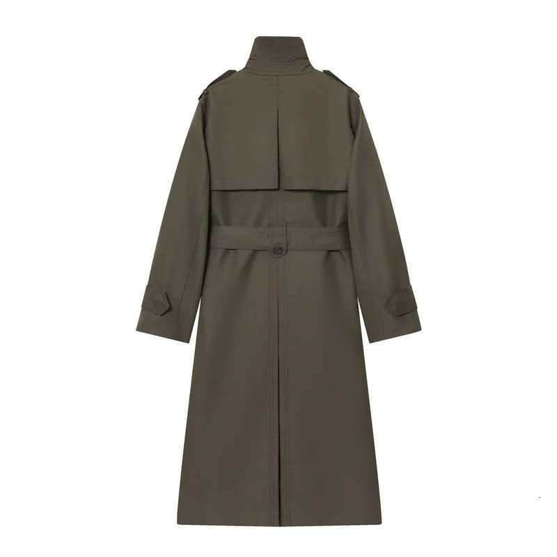 Womens Trench Coat 2025 Autumn New Style Solid Color Long-Sleeve Waterproof Double-Breasted Trench Coat with Belt BritishT251216