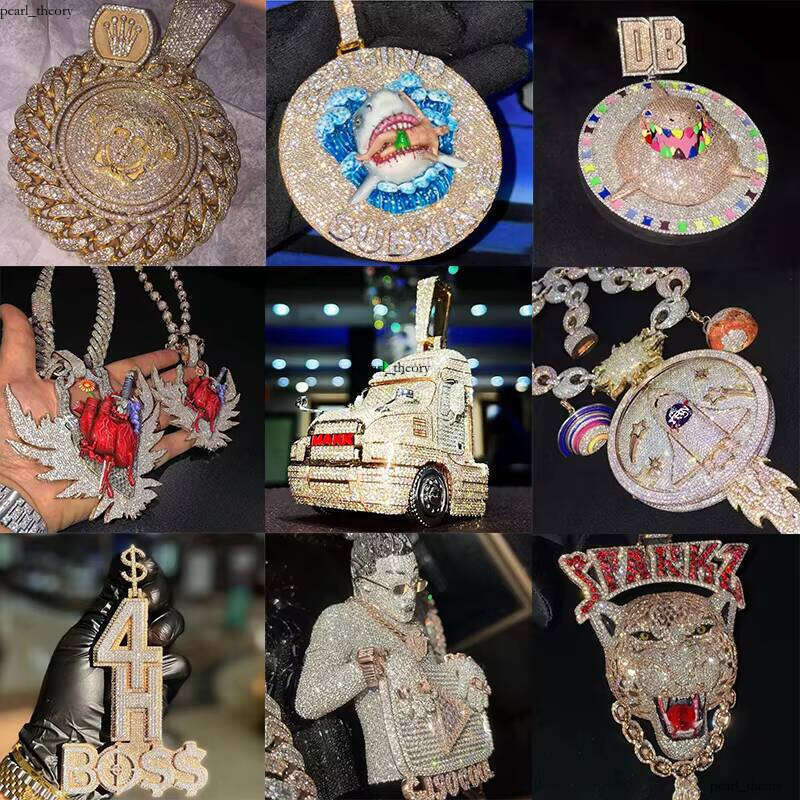 VVS Pass Moissanite Tester Ice Out Silicon Stone Custom 925 Silver Hip Hop Boutique Jewelry Pendant Chain Buckle