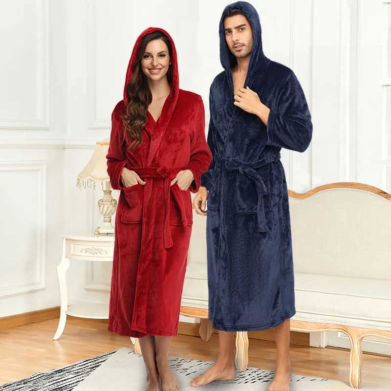 Women Sleepwear Nightgown Loungewear Hotel Autumn and Winter Pajamas Extended Flannel Couple Bathrobe Sleepwear Women C251216