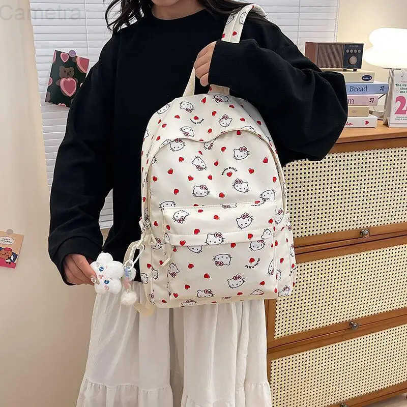Sanrio Hello Kitty Backpack Children Schoolbag Student High-Capacity Zipper Bag Kawaii Cartoon Fashion New Style School Supplies H251216