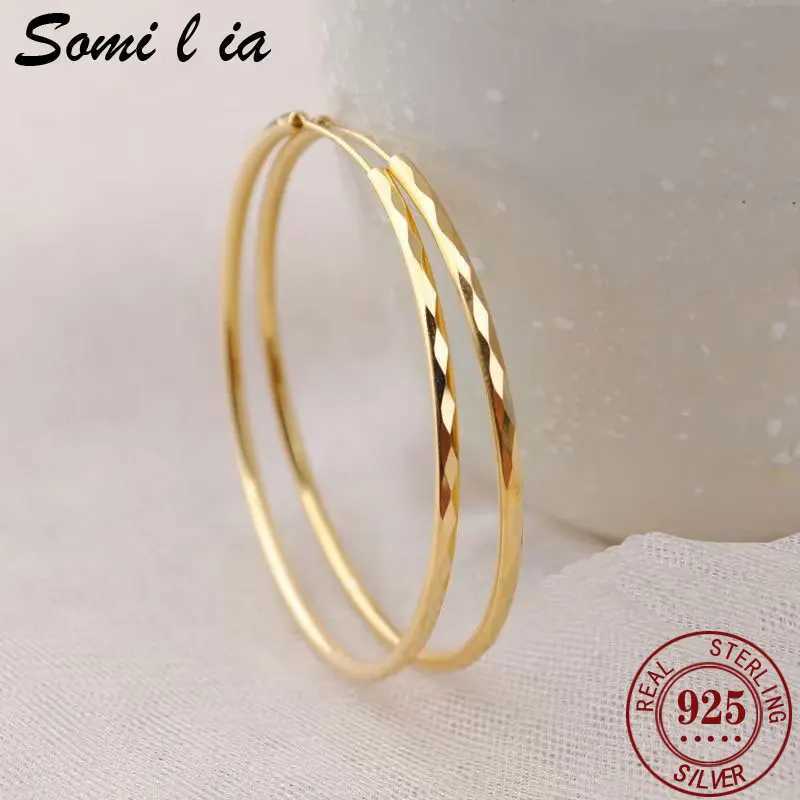 Somilia -925 Sterling Silver Big Hoop Earrings New Fashion 18k Gold Womens Round Earring Collection 20mm Jewelry G251216