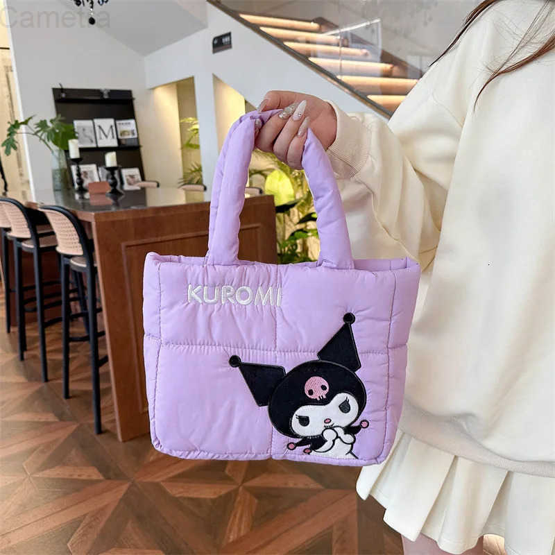 Sanrio Cartoon Down Cloth Tote Bag Cute Portable Shoulder Bag for Girls Commuter Crossbody School Bag H251216