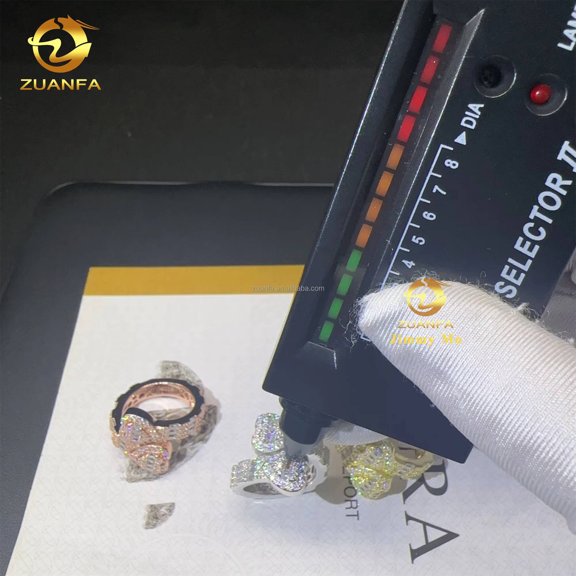 Drop Shipping Price 925 Sterling Silver Full With Baguette Moissanite Diamond Hip Hop Iced Out Two Heart Shape Ring Women Mens