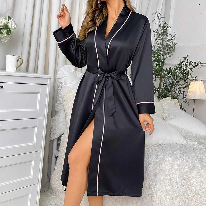 Summer Thin Long Length Ice Silk Robe Womens Fashion Minimst Sexy Cardigan Bathrobe Manufacturer Stock Loungewear C251216