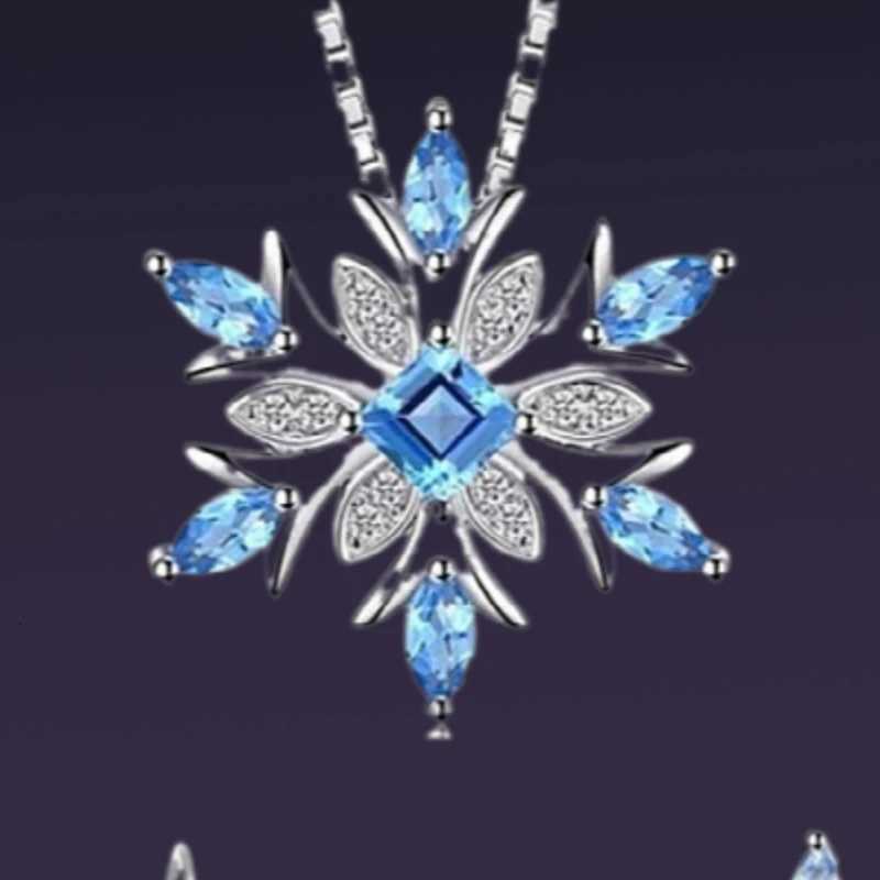 Exquisite Fashionable Income Blue Snowflake Jewelry Lady Necklace Santa Snowflake Lucky Guardian Pendant Halloween Auspicious M251216