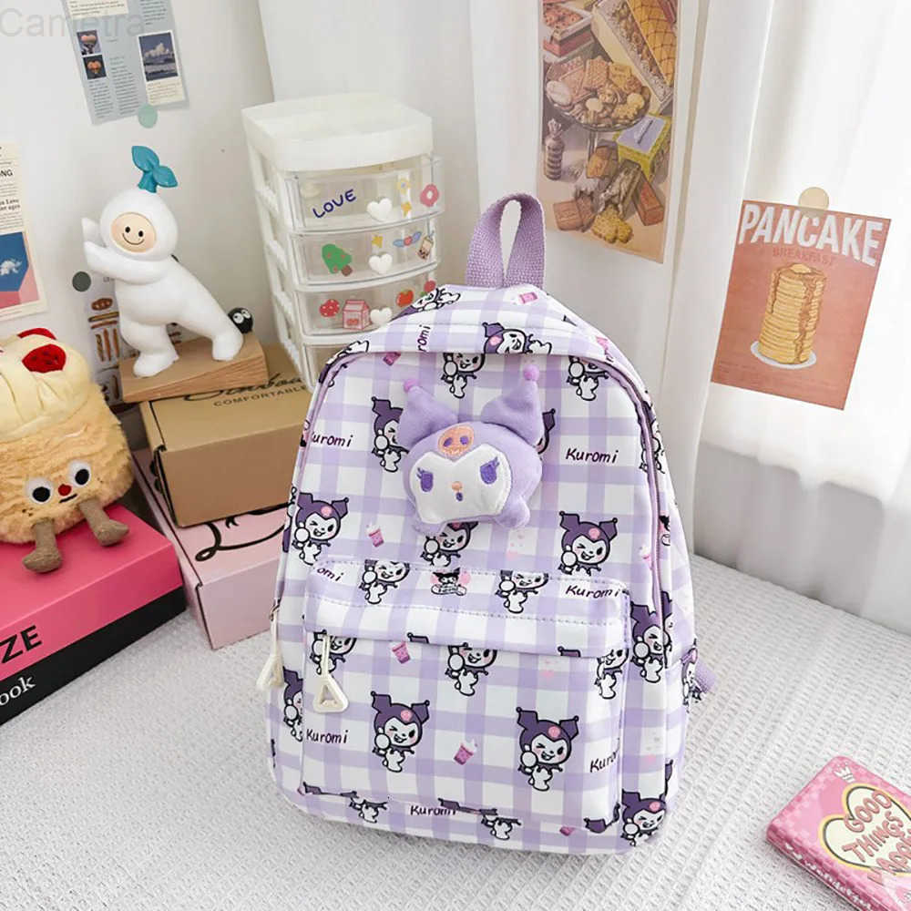 Sanrio Kawaii Kuromi Cartoon School Bags Anime Travel Bags Large Capacity Schoolbag Portable Backpacks Christmas Gifts For Boys Girls H251216