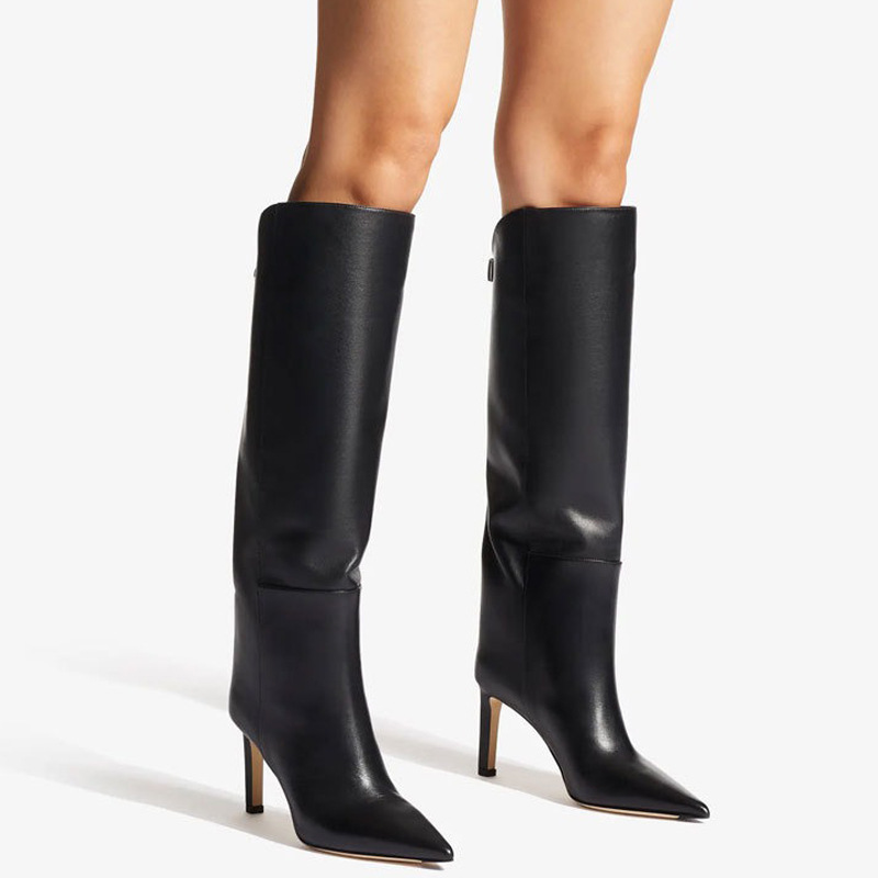 designer size 3443 knee high for women genuine leather sexy pointy kitten heels shoes winter 2025 wide calf long boots
