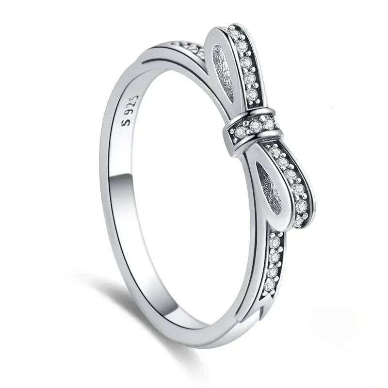 Luxury Original 925 Sterling Silver Heart Bow Flower Pearl Bee Rings For Women Fine Jewelry Party Valentines Day Gift