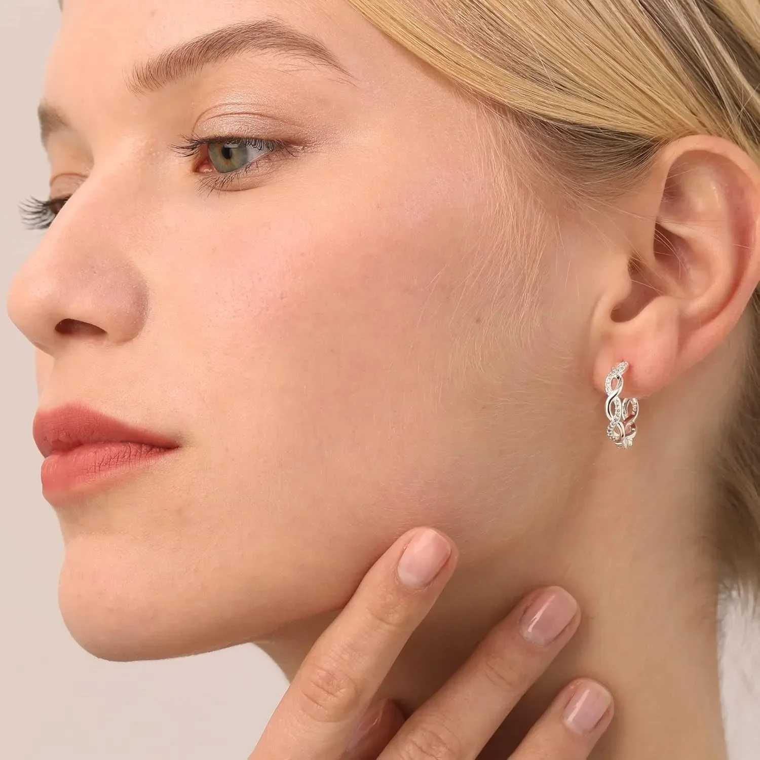 925 Sterling Silver Earrings Hoops for Women Lightweight Twisted Hoop Earrings With Cubic Zirconia Hypoallergenic Hoops Earrings G251216