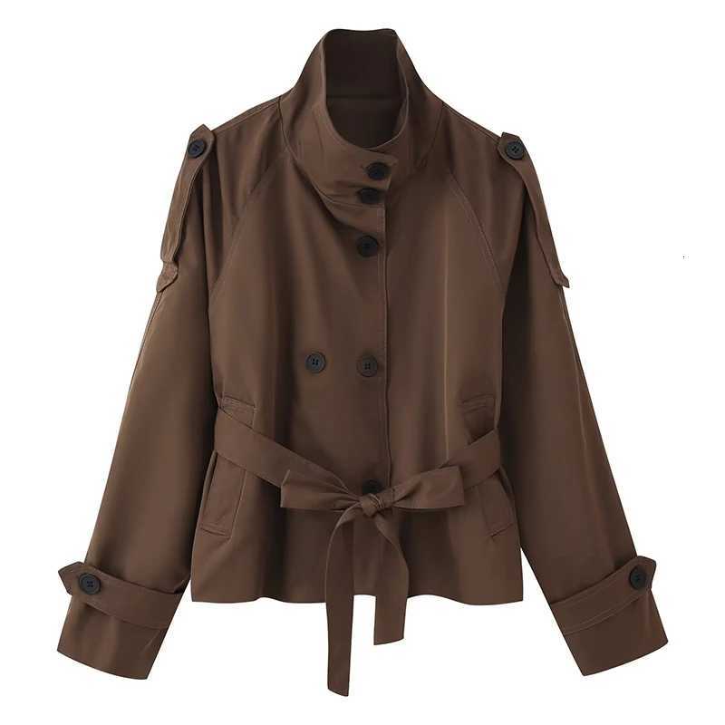 Willshela Women Fashion With Belt Double Breasted Trench Jacket Vintage High Neck Long Sleeve Female Chic Lady Coat OutfitsT251216