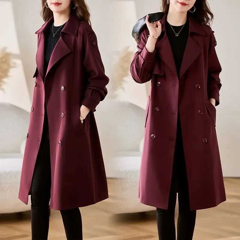 2025 Spring Autumn Women Trench Coat New Fashion Solid Double Breasted Long Windbreakers Ladies Office Coat Female OuterwearT251216