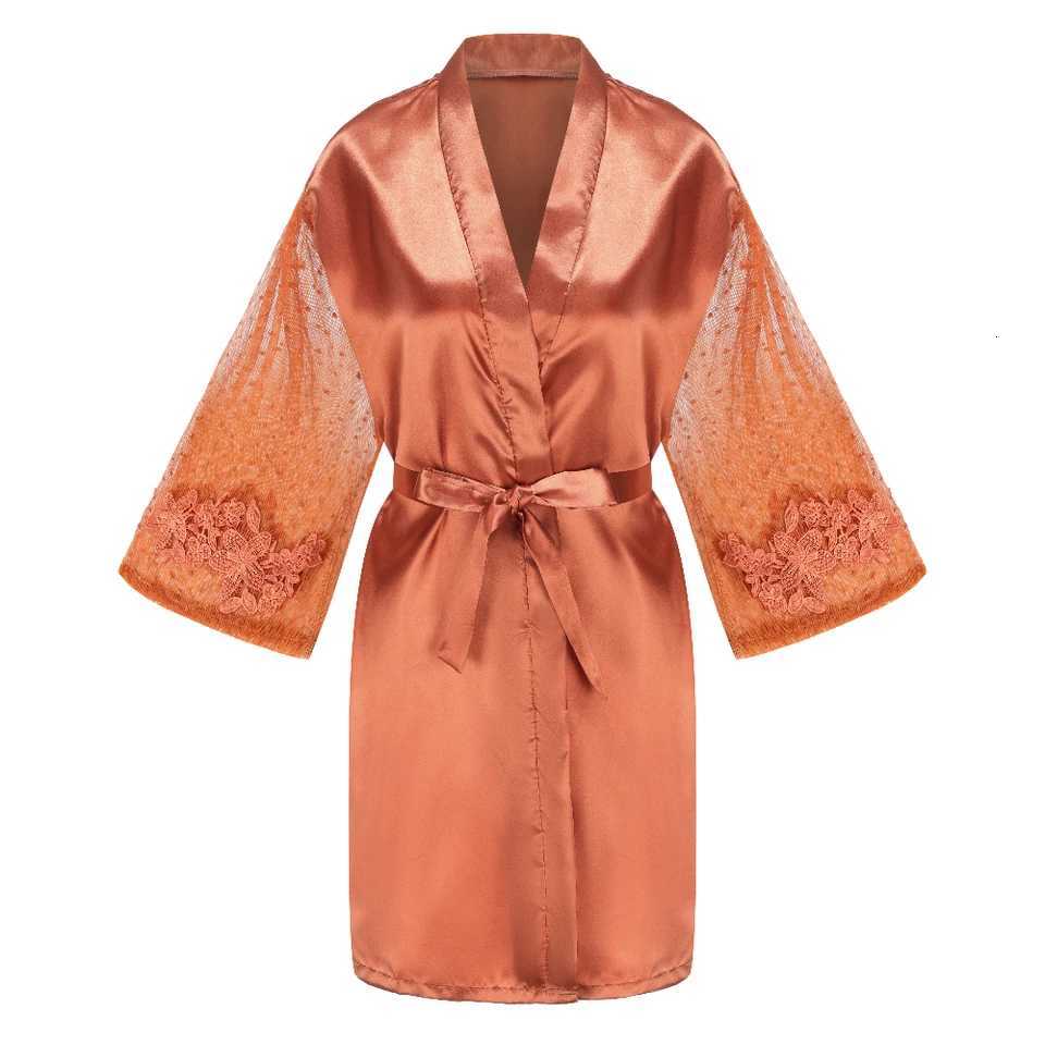 Caramel Wedding Bride Bridesmaid Robes Dressing Gown Sexy Women Bathrobe Night Shirts Short Women Kimono Mesh Sleeve C251216