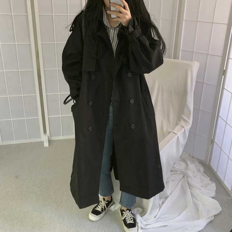 Chic Women Trench Coat Casual Womens Long Outerwear Loose Overcoat Autumn Winter Fashion Double-breasted Windbreaker FemmeT251216