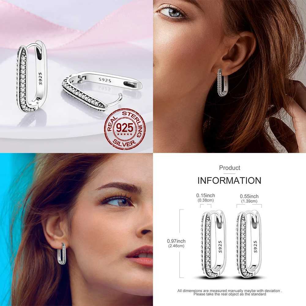 Silver Zircon U-Shape Heart Earrings 925 Sterling Silver Hoop Earrings Jewelry Gift For Women Girls Party Engagement G251216