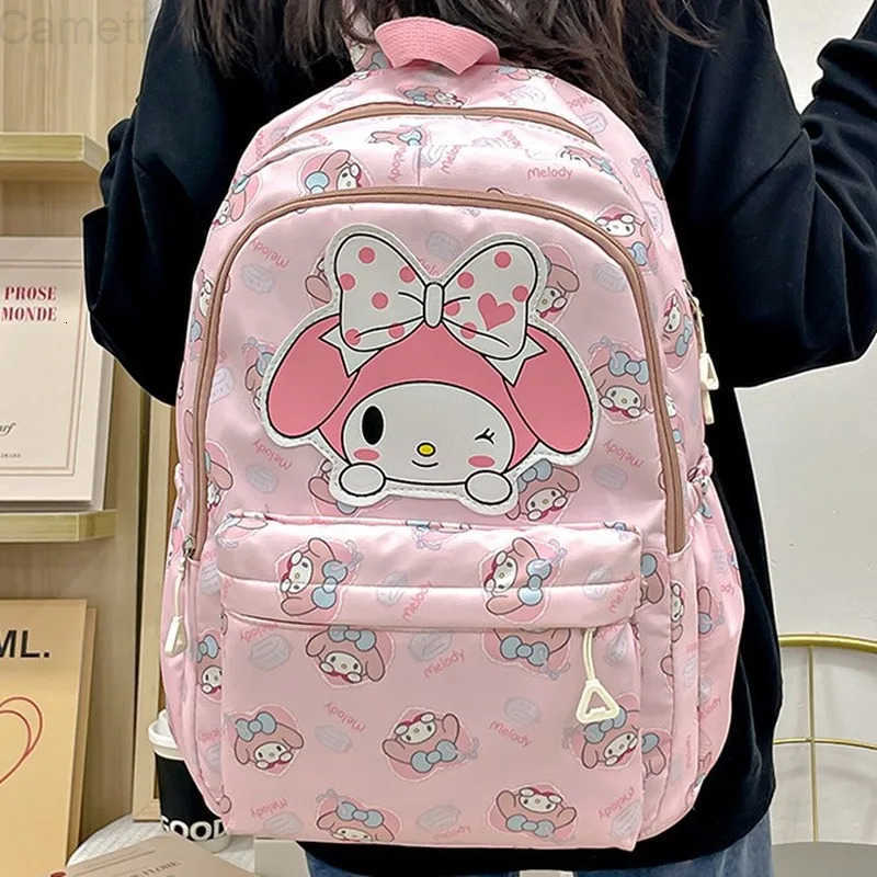 Sanrio Backpack For Women Cartoon Hello Kitty Kuromi Bookbag Student Teenager Girl Boy Nylon Shoulders Bag Schoolbag Kawaii Bags H251216