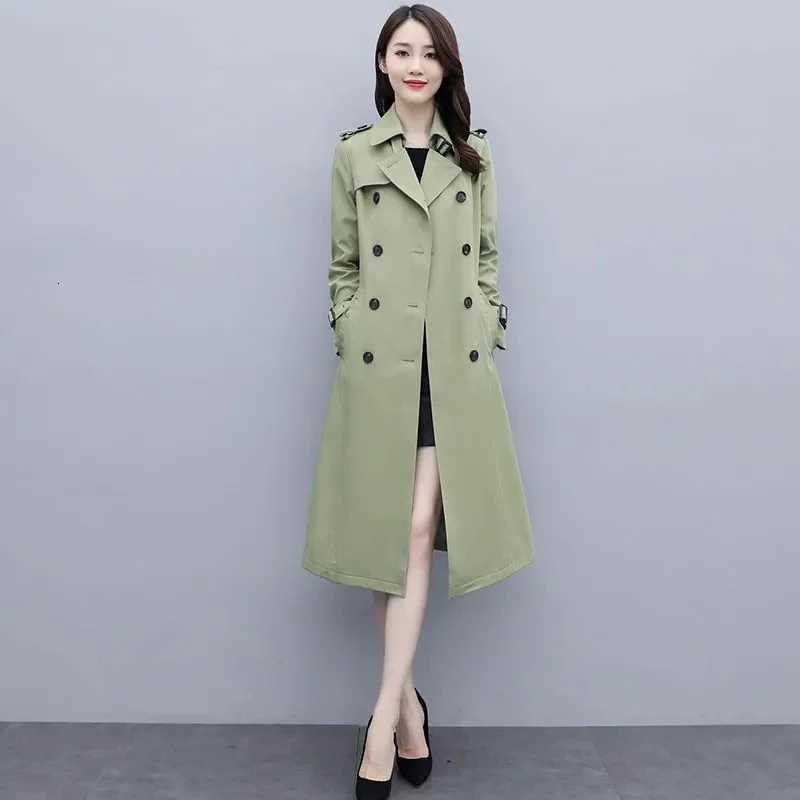 Womens Spring Autumn Jackets Coats 2025 New Korean Elegant Lady Windbreakers Double Breasted Streetwear Trench Female OuterwearT251216
