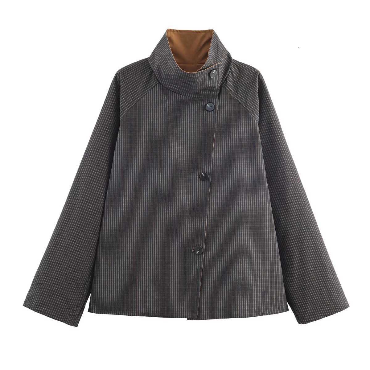 European and American style autumn new product womens versatile high neck short style double-sided windbreaker jacketT251216