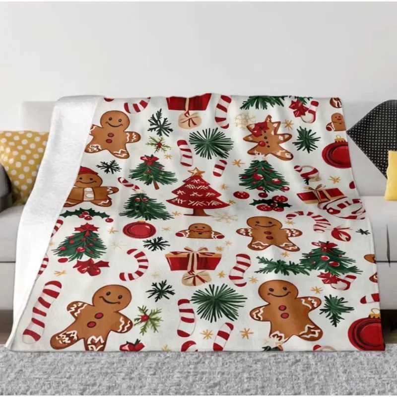 1pc Ultra-Soft Christmas Gingerbread Wonderland Print Flannel Throw Blanket- Festive Holiday Decorative Blanket H251216 - view 4