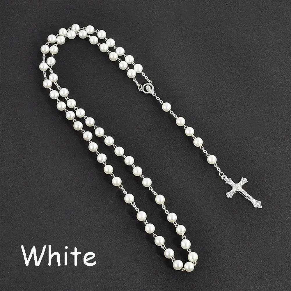 Jewelry Crucifix Charm Cross Necklace Rosary Beads Chain Jesus Virgin Mary Pendant M251216