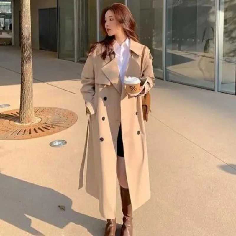 Lined Trench Coat Womens Long Autumn New Womens Clothing Korean Version Jacket British TemperamentT251216