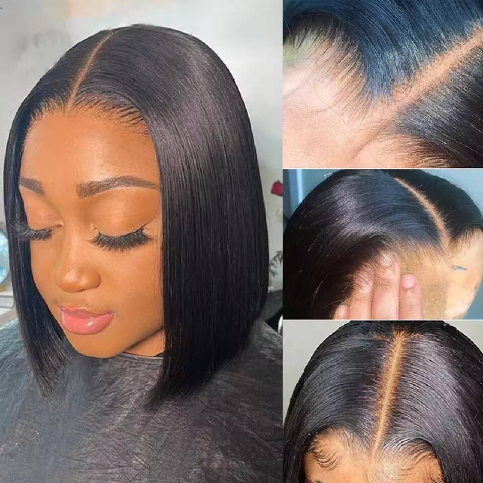 SDD Natural HD Glueless Front Vietnamese Virgin Raw Hair Bone Straight Short Bob Lace Front Black Women Deep Transparent