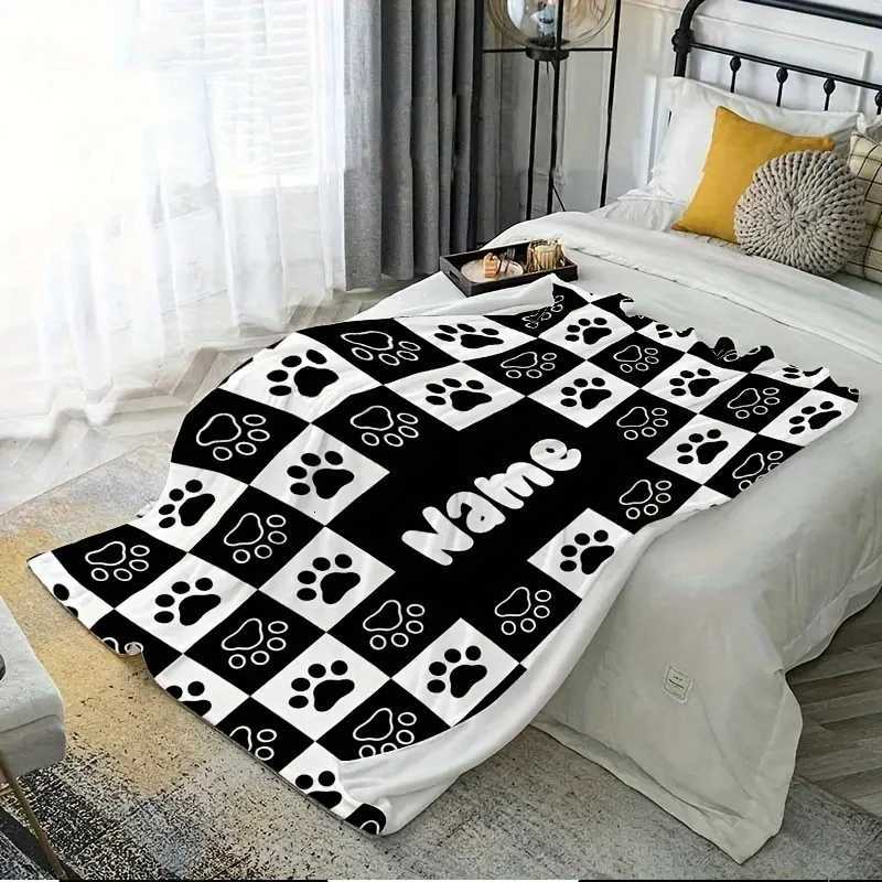 1pc Cozy Customized Dog Paw Print Blanket with Name Soft Flannel for Beach Car Sofa Office Pet Use Available in Various Sizes H251216 - view 4