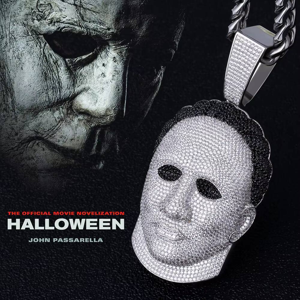 Custom Pendant Hiphop Jewelry Mask Pendant Necklace White Gold Iced Out Horror Scary Ghost Crystal KRKC Saint Halloween 925 silver