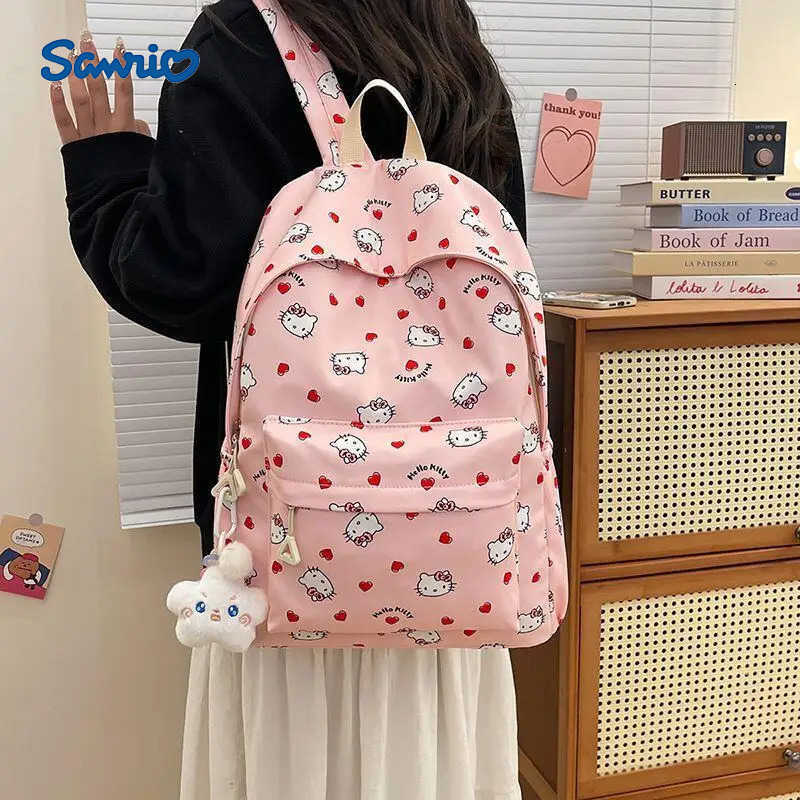 Sanrio Hello Kitty Backpack Children Schoolbag Student High-Capacity Zipper Bag Kawaii Cartoon Fashion New Style School Supplies H251216