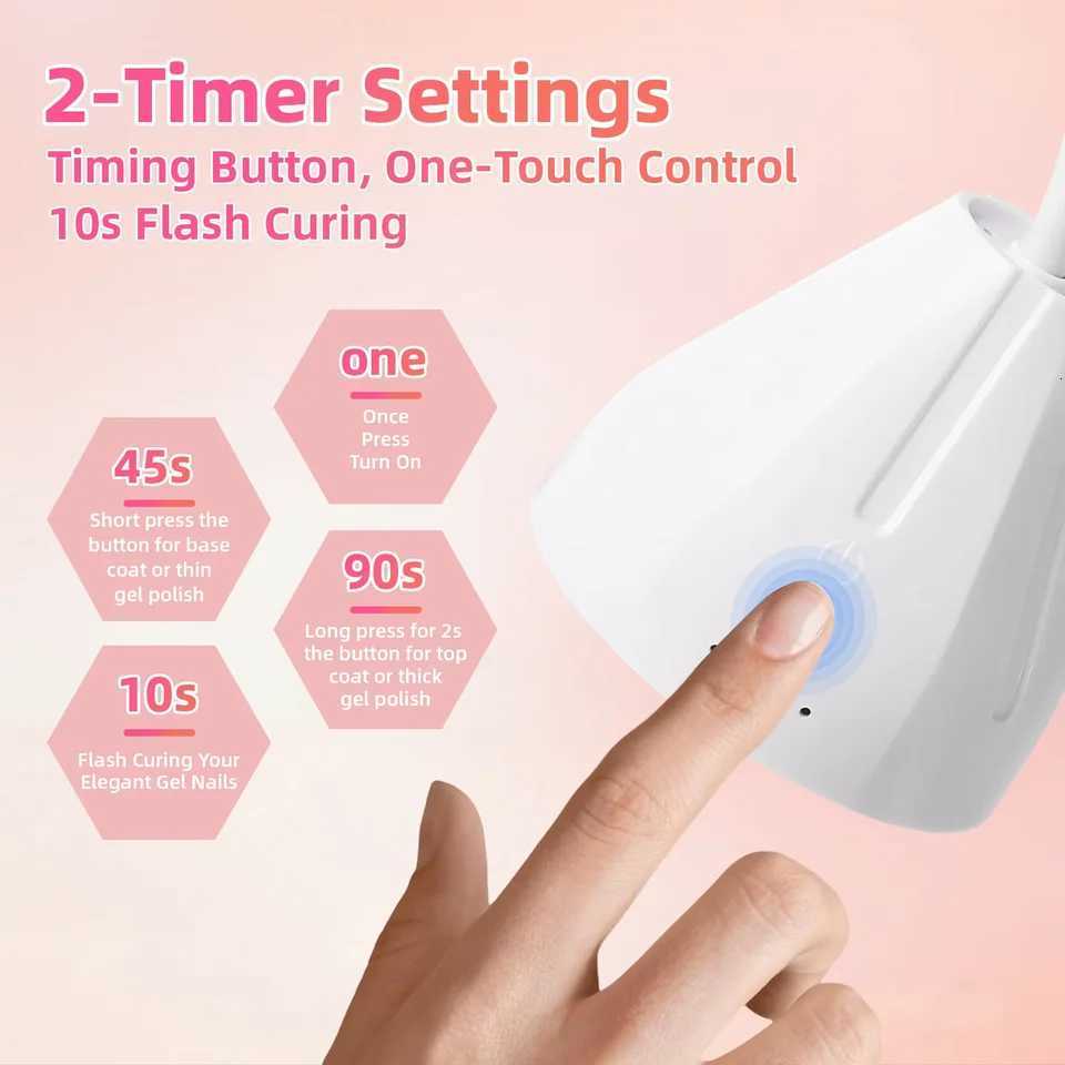 Professional LED UV Nail Lamp 360 Bendable Nail Dryer Rechargeable Sensing Touch Control Fast Drying For Home and TravelT251216