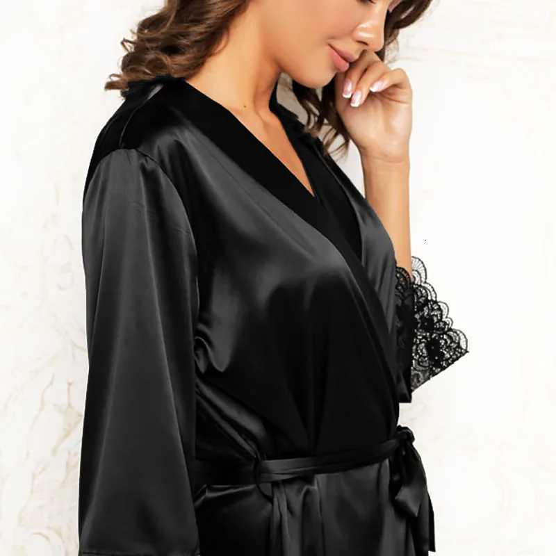 Womens Summer Pajamas Simple Sexy Nightgown Lingerie Transparent Lace Soft Silk Bathrobe Comfortable Fashion Leisure Home Wear C251216