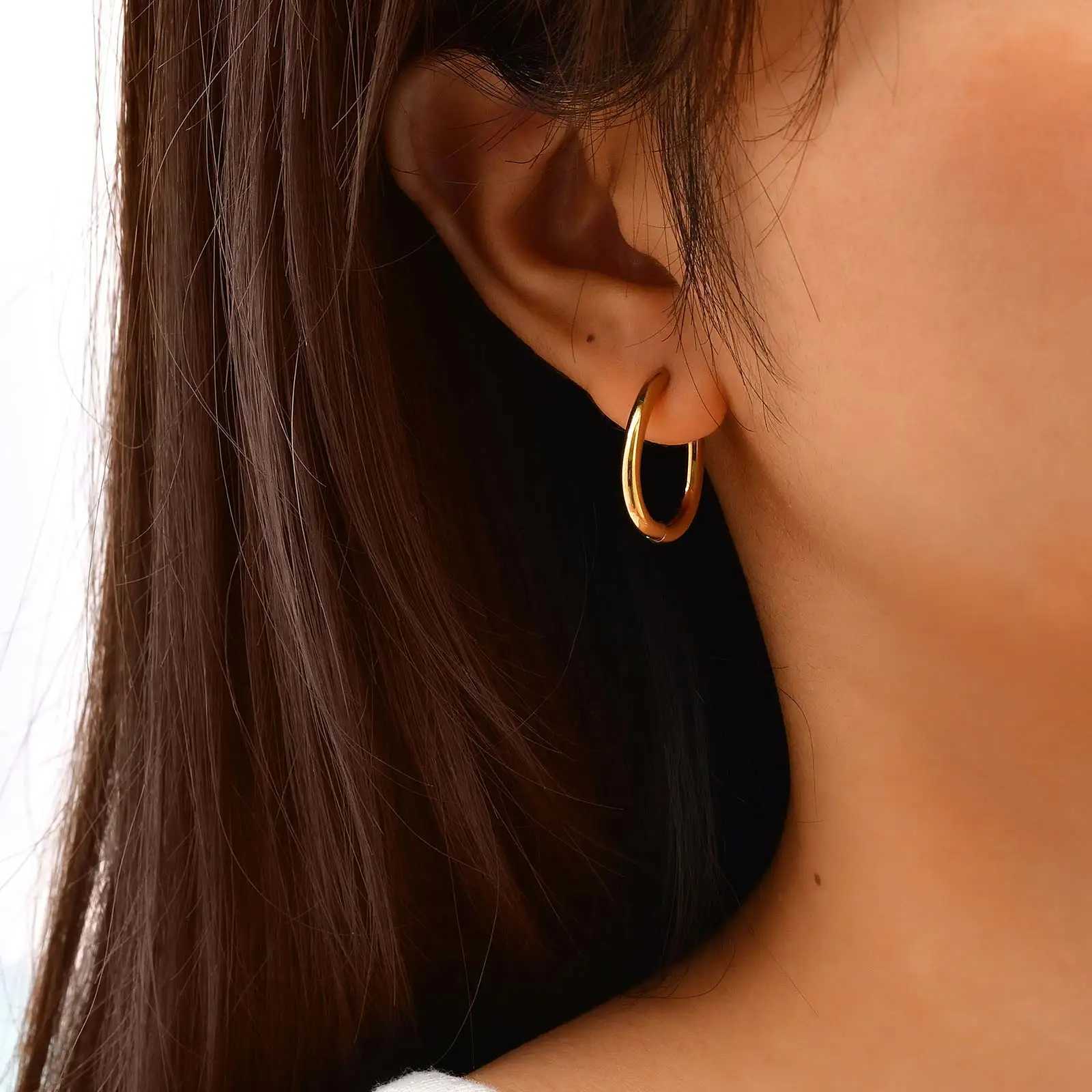 Minimalist Stainless Steel Hoop Earrings For Women Geometric Oval Heart Gold Plated Huggies Earrings Chic Jewelry Gift G251216