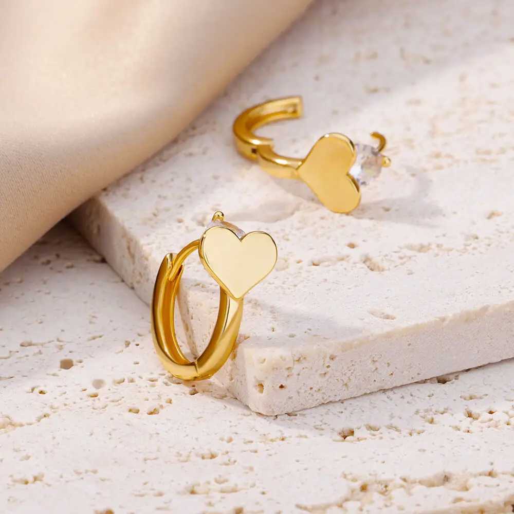 StainlESS Steel Heart Earrings For Women Girls Gold Plated Hoop Earrings korean Fashion Jewelry Wedding Gifts bijoux femme G251216