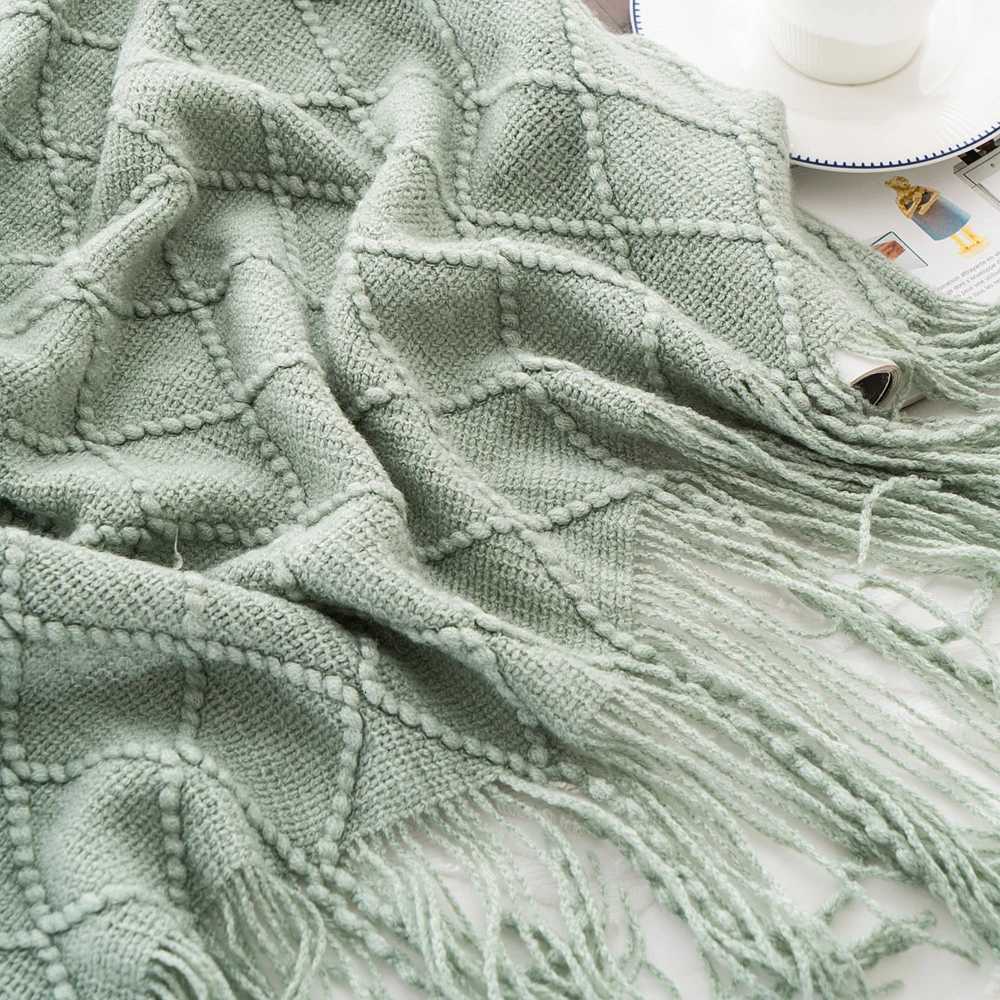 Battilo Plaid Knitted Throw Blanket Soft Woven Throws Sofa Blanket Bedspread On The Bed Green Decorative Blankets Summer Decor H251216 - view 7