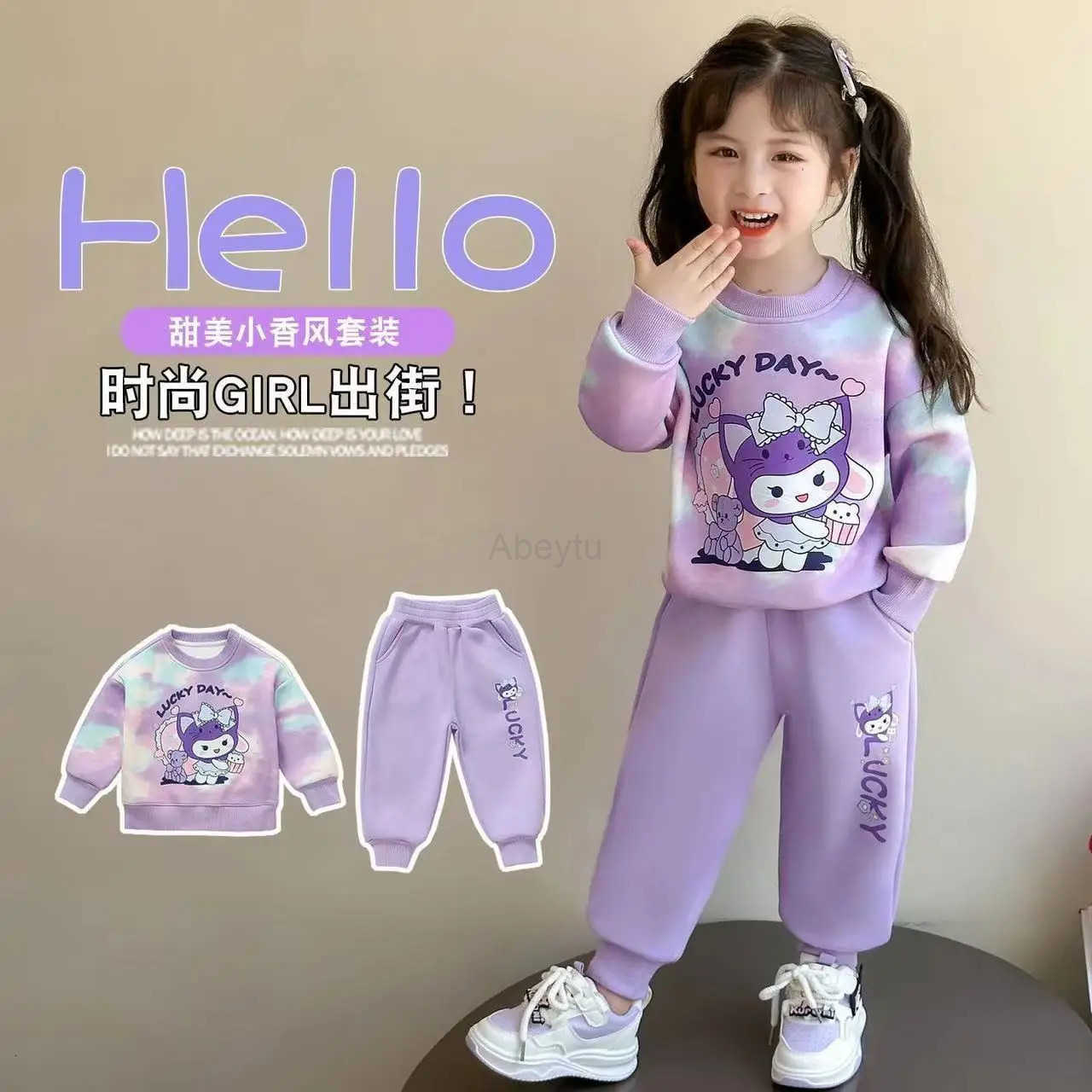 Sanrio Autumn Baby Girl Clothes Set Cartoon Printed Pullover Sweatshirts Top And Pants Bottom 2 Pieces Suit Kid Children Boy Tracksuits H251216112