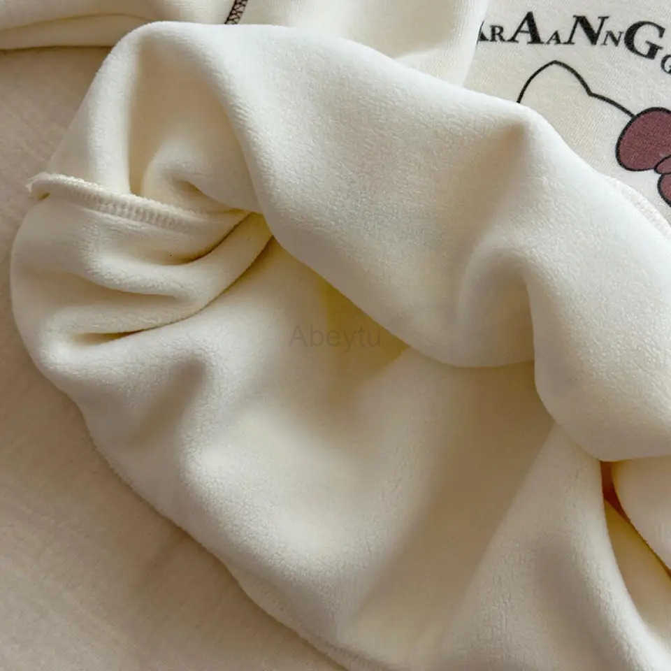 Sanrio Hello Kitty Childrens Clothing Cute Girls Hoodies and Sweatpants Two-Piece Set Fleece-Lined Winter Outdoor Versatile H251216