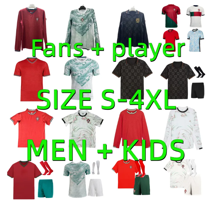 24 25 26 Portugal B.FERNANDES soccer jerseys 2025 2026 Portugieser national team RONALDO FERNANDES JOAO FELIX football shirt men kids Long sleeved player version