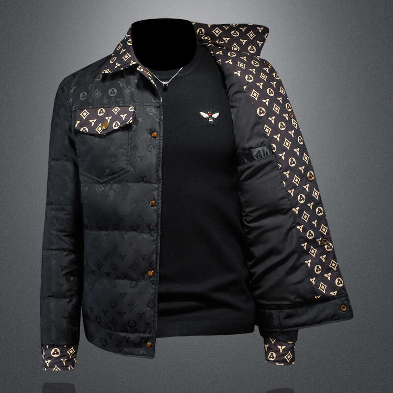 Autumn new dark flower jacket men's large size lapel casual jacket slim handsome trendy men's clothing