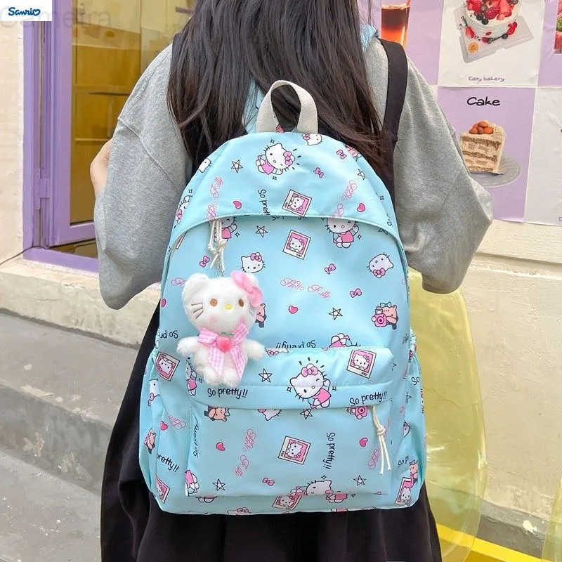 Sanrio new cartoon Hello Kitty large capacity backpack for students lightweight and cute high-quality nylon backpack H251216