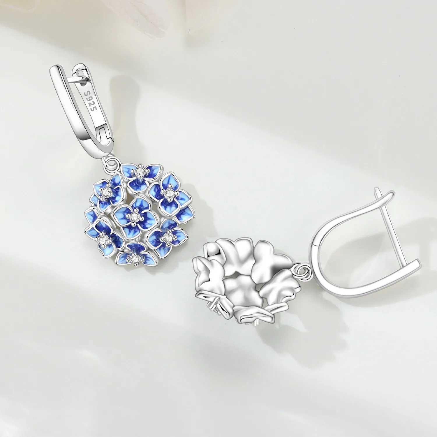 S925 Sterling Silver Needle Blue Hydrangea Flower Earrings for Womens Wedding Fashion High Quality Jewelry MAPle G251216