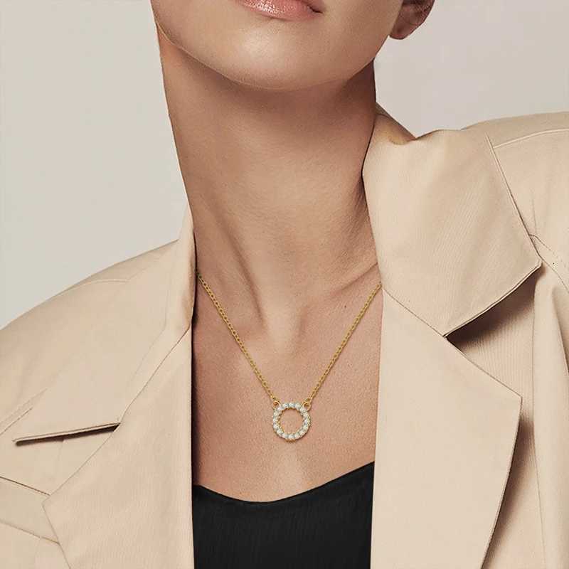 2025 New 925 Sterling Silver Necklace Golden Round Simple Necklaces for Women Anniversary Birthday Jewelry Gift Female M251216