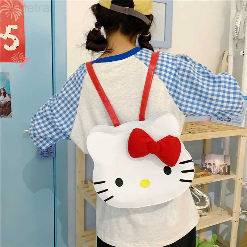 Sanrio 2025 New Hello Kitty Canvas Tote Bag Large Capacity Fashion Shoulder Bag for Women Girls School Commute Cartoon Work Backpack H251216