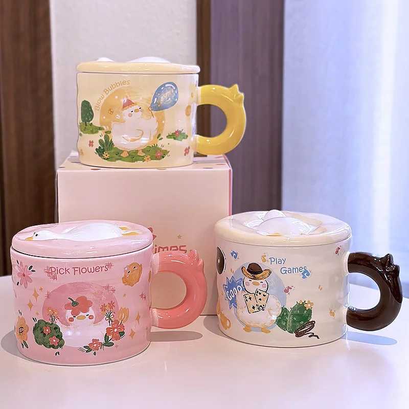 Cute Duck Ceramic Cup Cute Ceramic Cup With Lid Funny Cups of Coffee Beer gs Drinkware g Personali Gift Christmas Tea Bar H251215