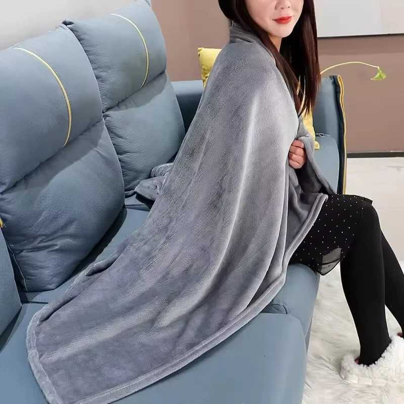 Solid Grey Flannel Blanket - Soft Warm Throw for Adult Children Bed Sofa H251216 - view 6