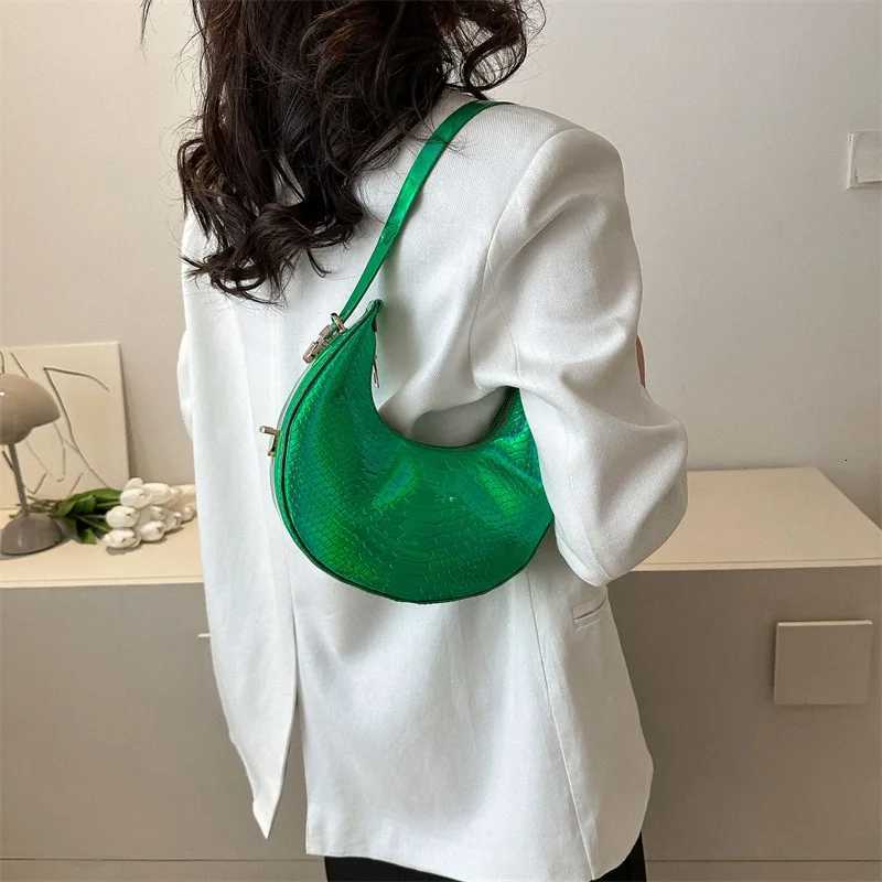 Women Design Serpentine Design Small Handbag Fashion Shoulder Underarm Bag PU Leather Laser Half Moon Bags M251216