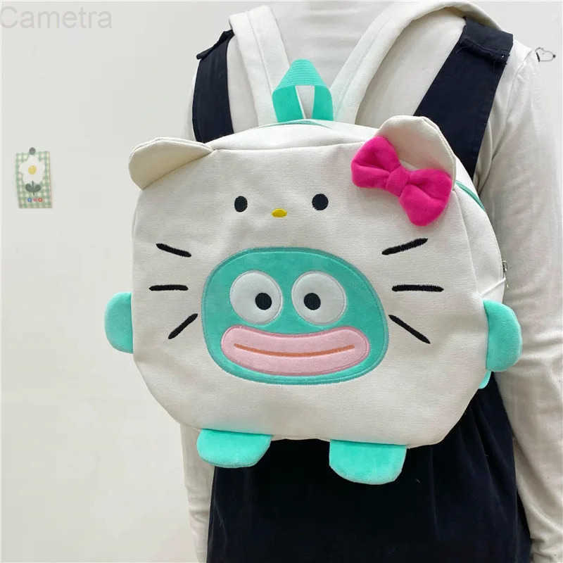 Sanrio New Anime Peripheral Kawaii Hangyodon Shoulders Bag Hello Kitty Versatile Backpack Small Fish Cat Color Contrast Backpack H251216