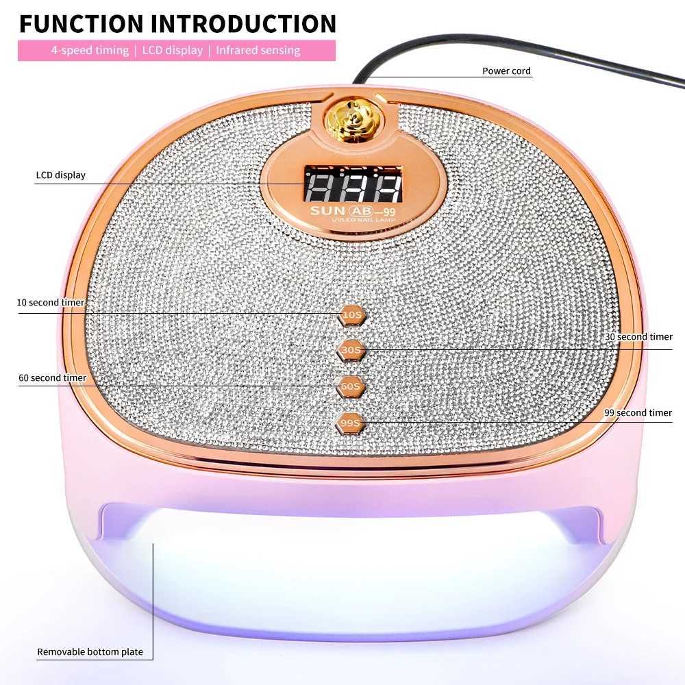 Limegirl Nail LED UV Lamp for Quick Drying Gel Nails Polish Resin 4 Timer Diamonds Design 45LED UV Manicure Light Dryer MachineT251216